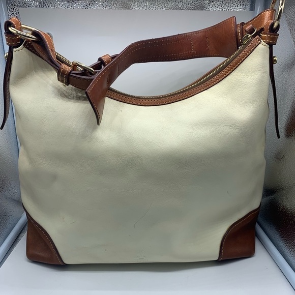 DOONEY And BOURKE genuine florentine vacchetta white leather satchel bag - Picture 3 of 16